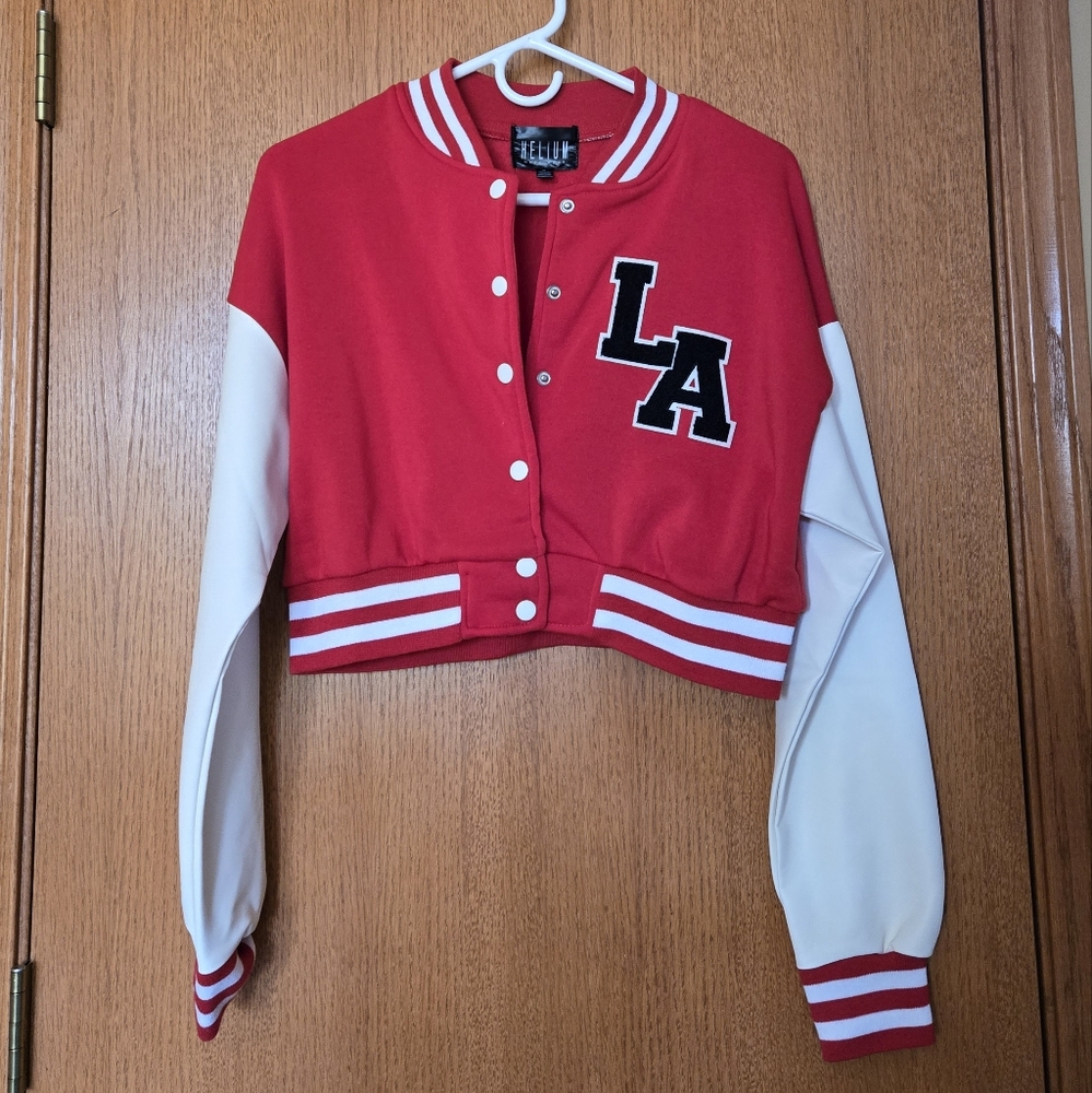 Jr girls crop jacket sz.M with faux leather sleeves